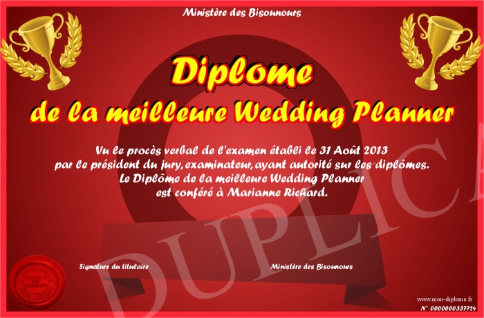 diplome wedding planner